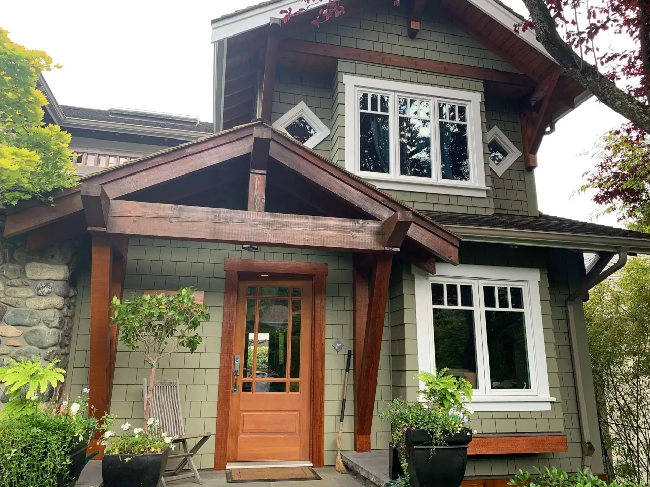Completed exterior stain restoration at a large North Vancouver home by Colour Craft Painting